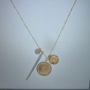 WHBM Goldtone Elephant Charm Necklace With Crystals